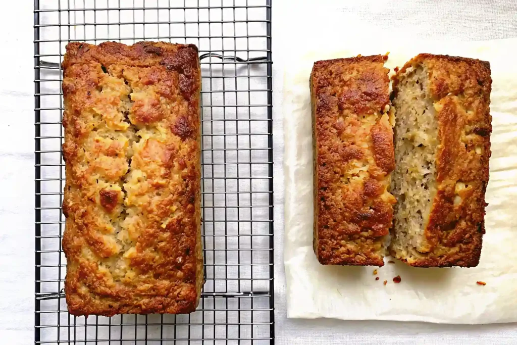 delicious cottage cheese banana bread sliced open