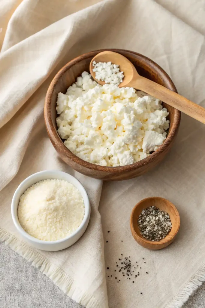 three main ingredients for cottage cheese chips with parmesan cheese: cottage cheese, parmesan, and bagel seasoning