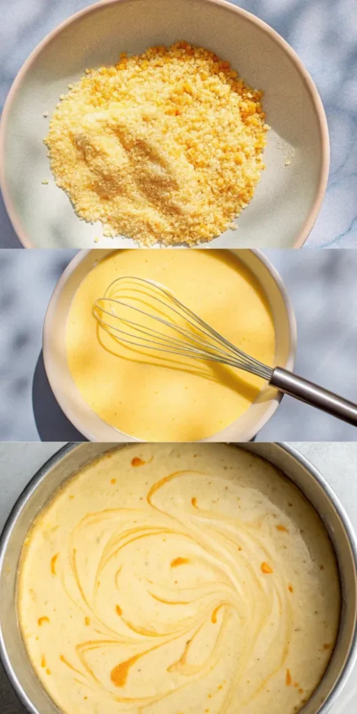 Orange zest rubbed with sugar in a ceramic bowl for orange yogurt cake