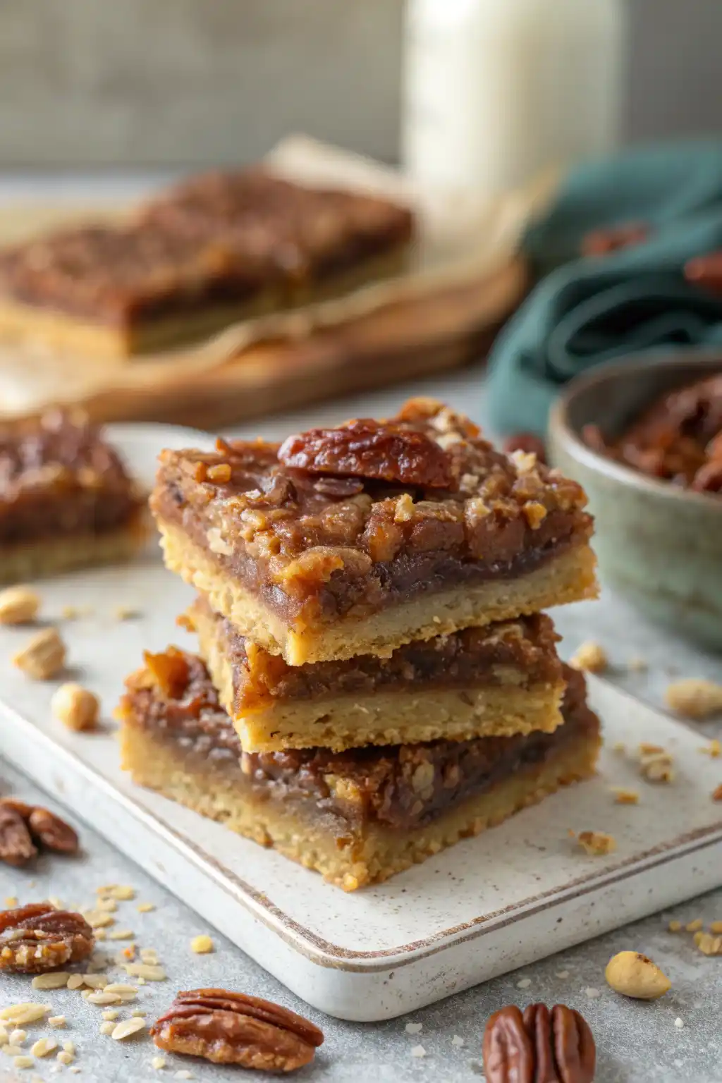 Best gluten free pecan pie bars with golden crust and sticky pecan topping