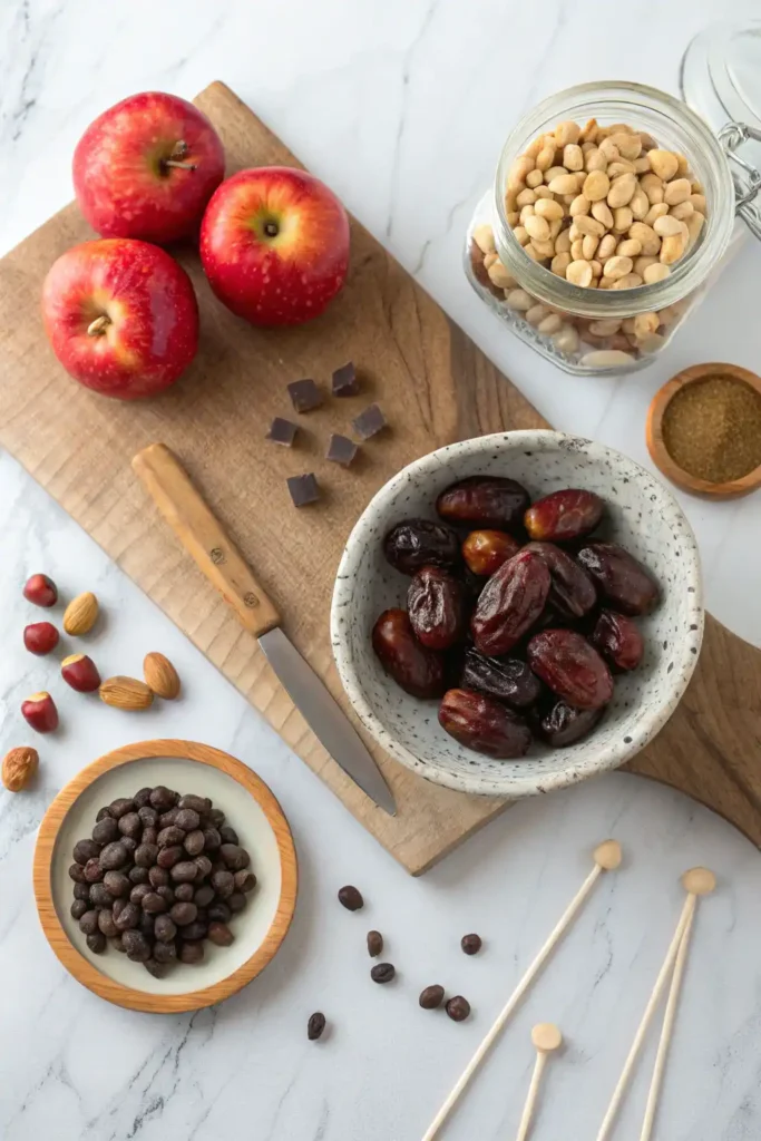 Ingredients for making caramel apple dates