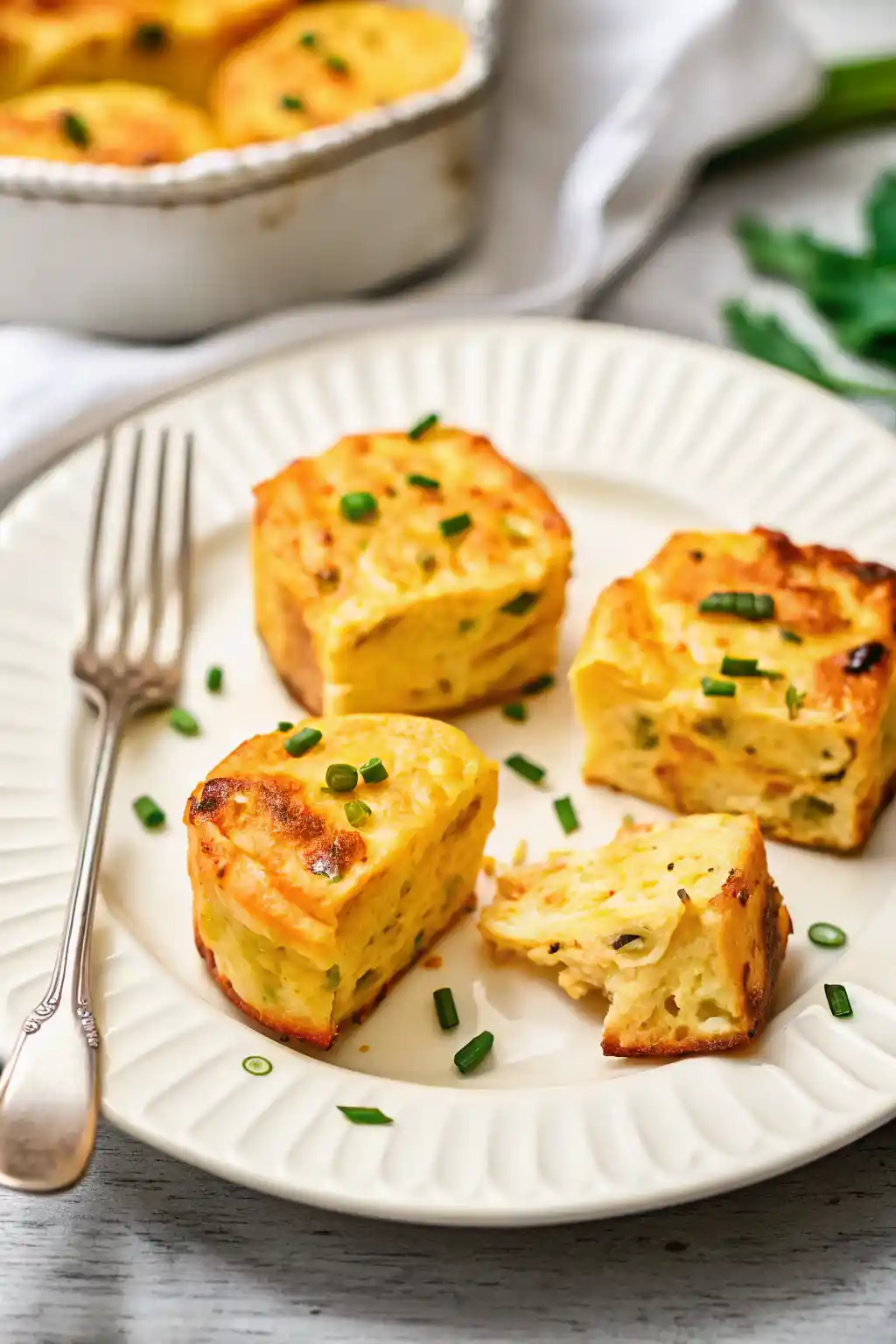 Copycat Starbucks Potato Cheddar and Chives Bake served golden and warm on a plate
