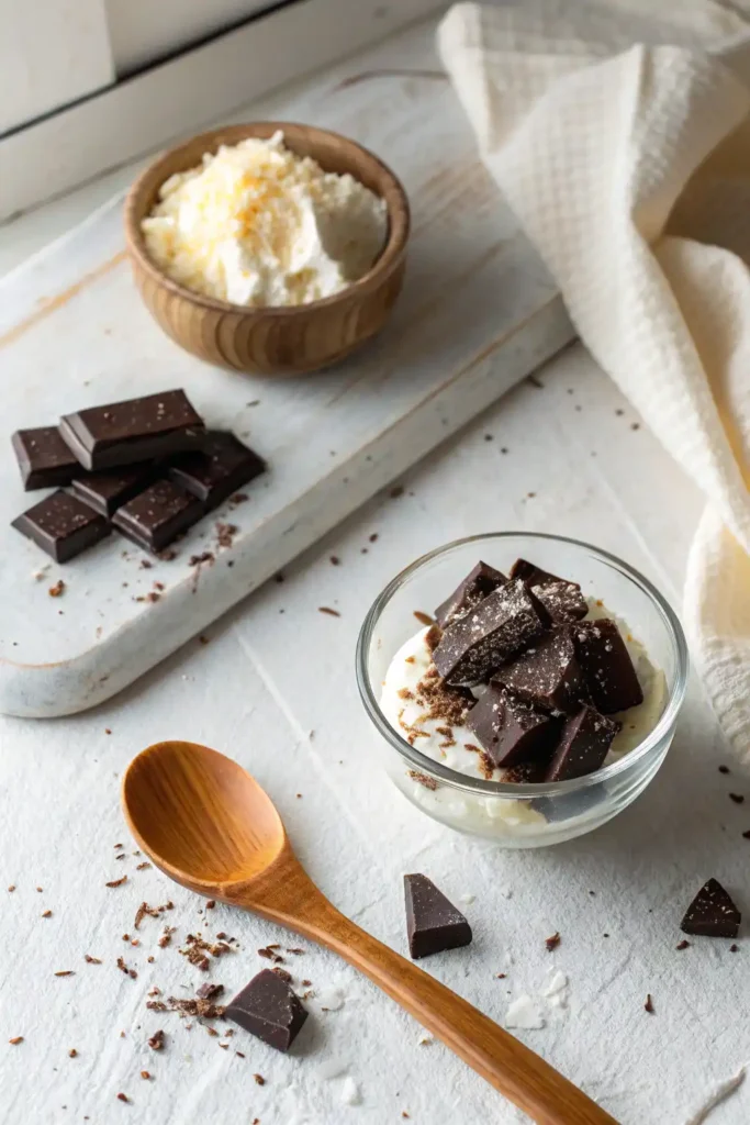  Dark chocolate chunks and coconut cream for gluten free truffles