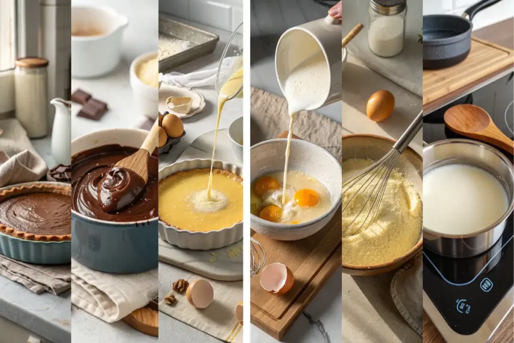 Step by step making Greek Chocolate Milk Pie Galatopia