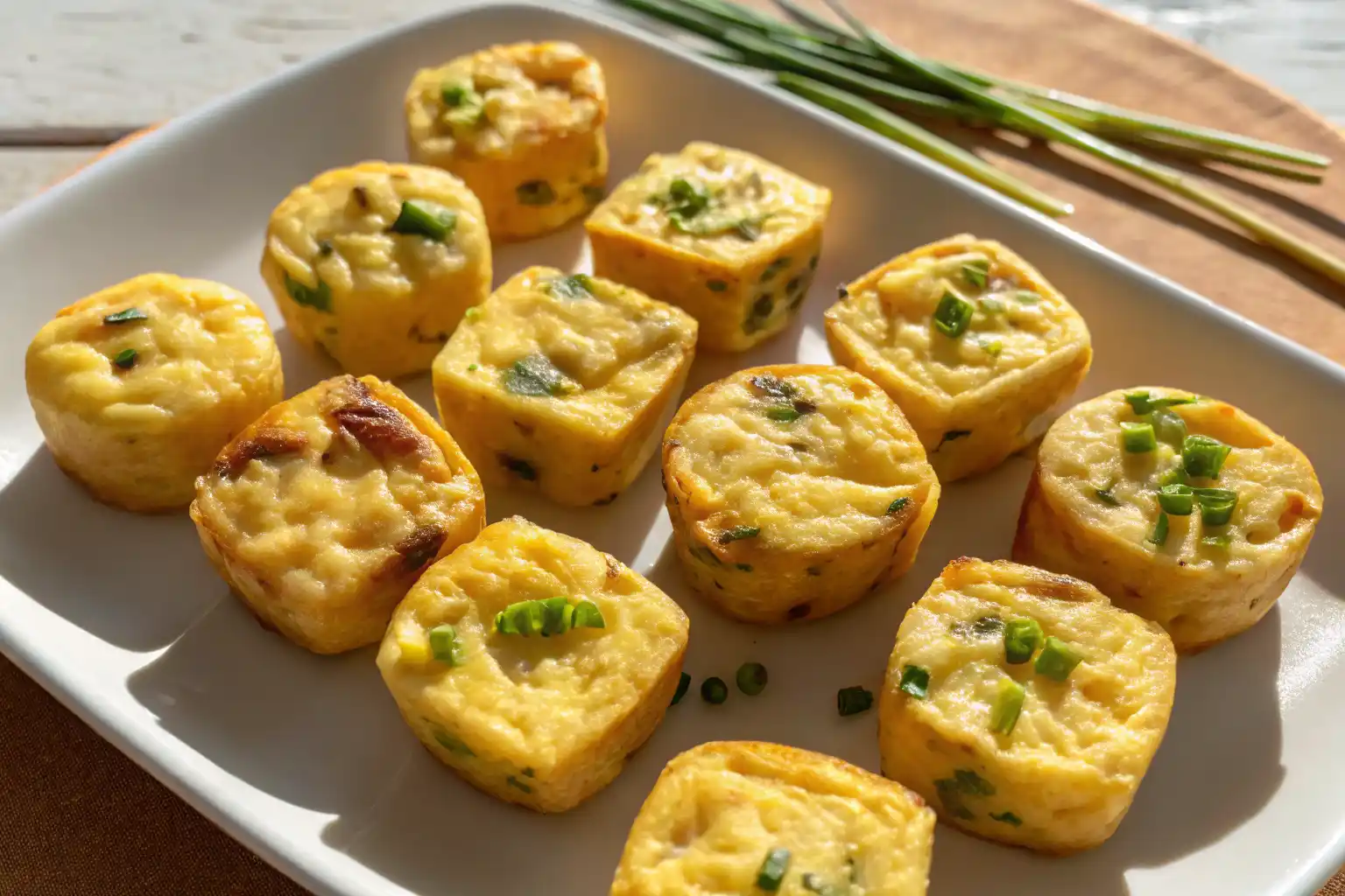 Freshly baked potato cheddar and chives bake with golden crust