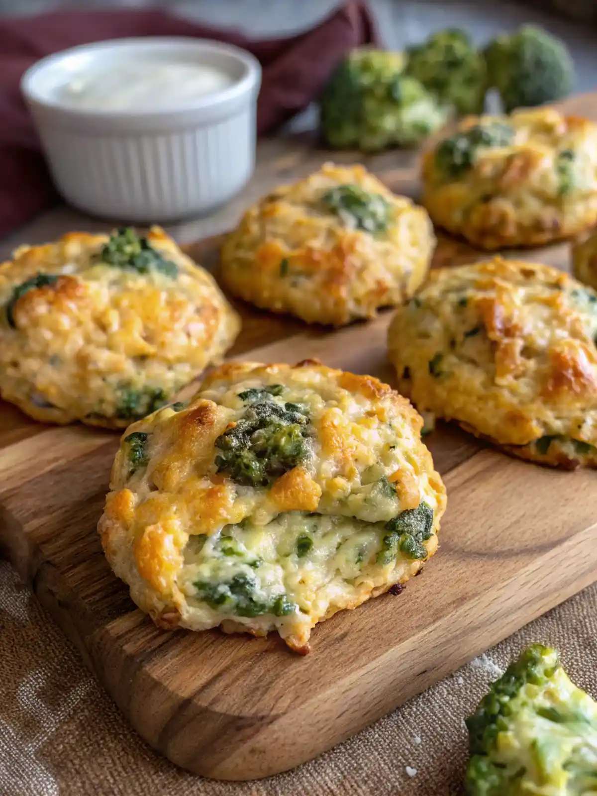 Mixing broccoli cheddar biscuit dough with cottage cheese in a bowl