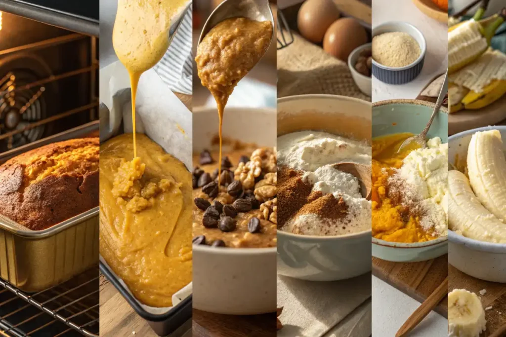 Step by step process for making moist pumpkin banana bread recipe