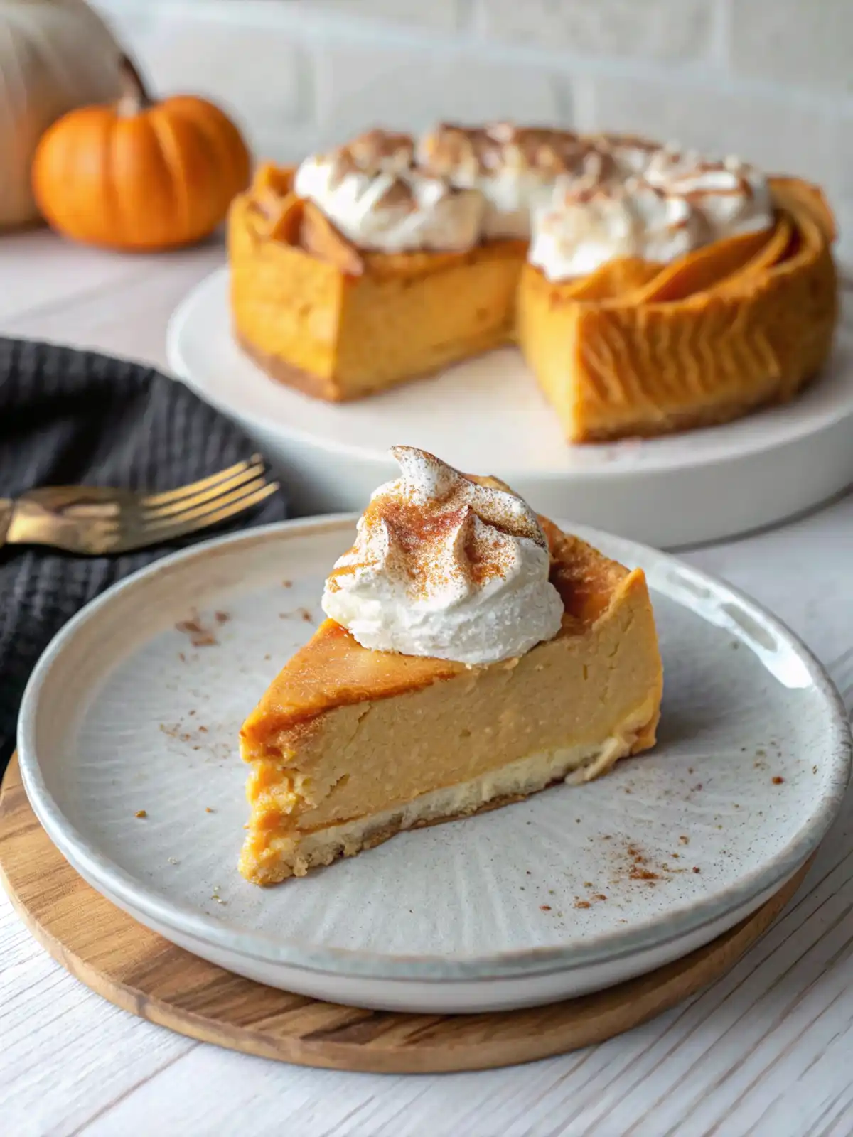 Mixing pumpkin puree and cottage cheese to prepare Lighter Pumpkin Cottage Cheese Cheesecake batter