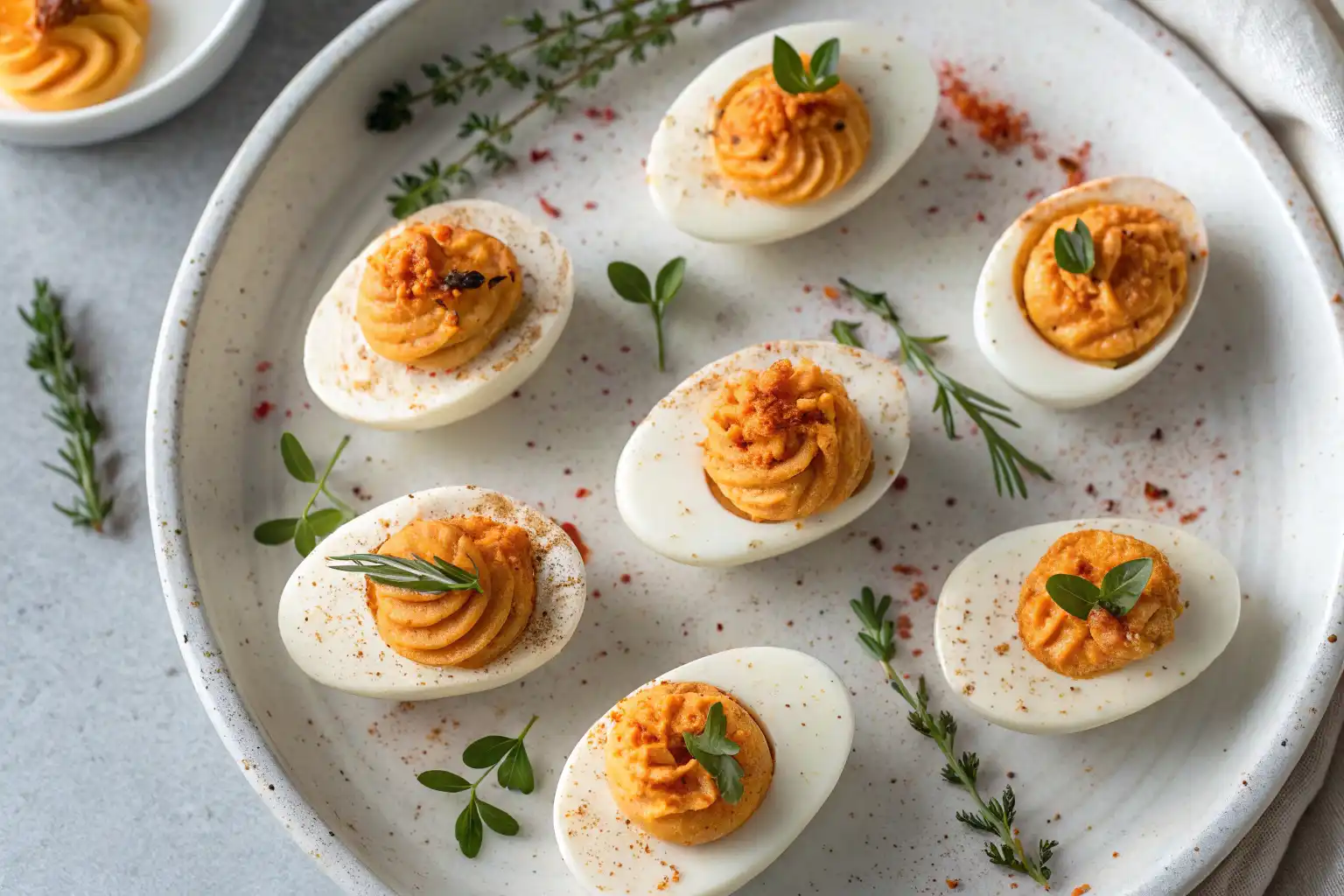 Cottage cheese and egg yolks mixed for creamy deviled egg filling.